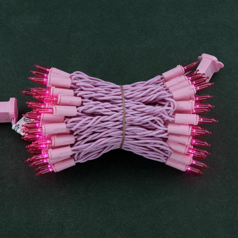 YULETIME Pink LED Christmas Lights with Pink Wire, 33 ft 100 Count UL Certified Commercial Grade Holiday String Light Set - Image 4